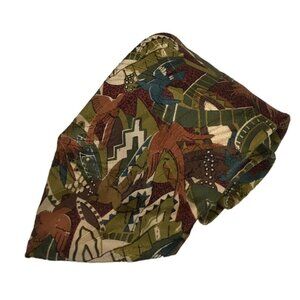 Ermenegildo Zegna 100% Silk Mens Tie Multicolor Leaf & Bird Design Green Brown